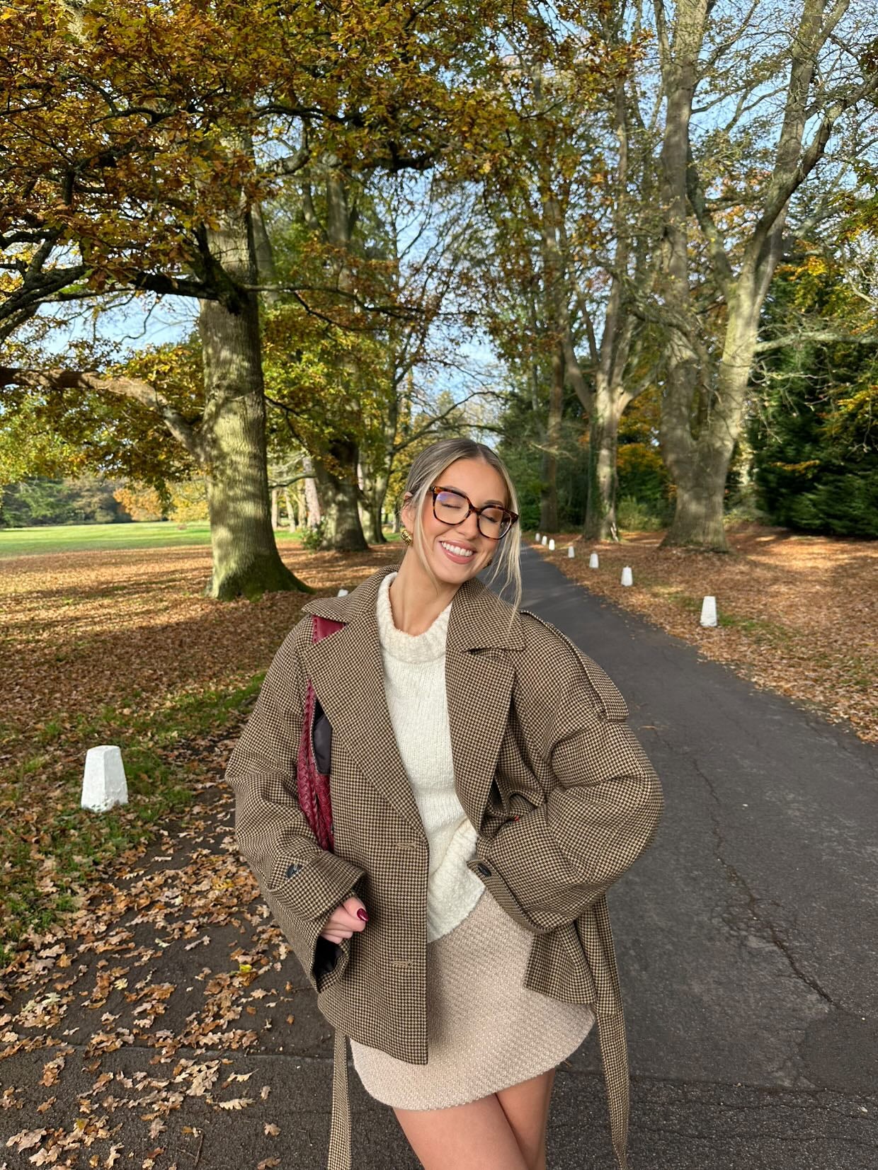 ASOS Design Brown Belted Houndstooth Short  Jacket UK M