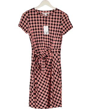Diane von Furstenberg Navuy Blue 100% Silk Jersey Printed Tie Waist Zoe Dress Us6 UK 10
