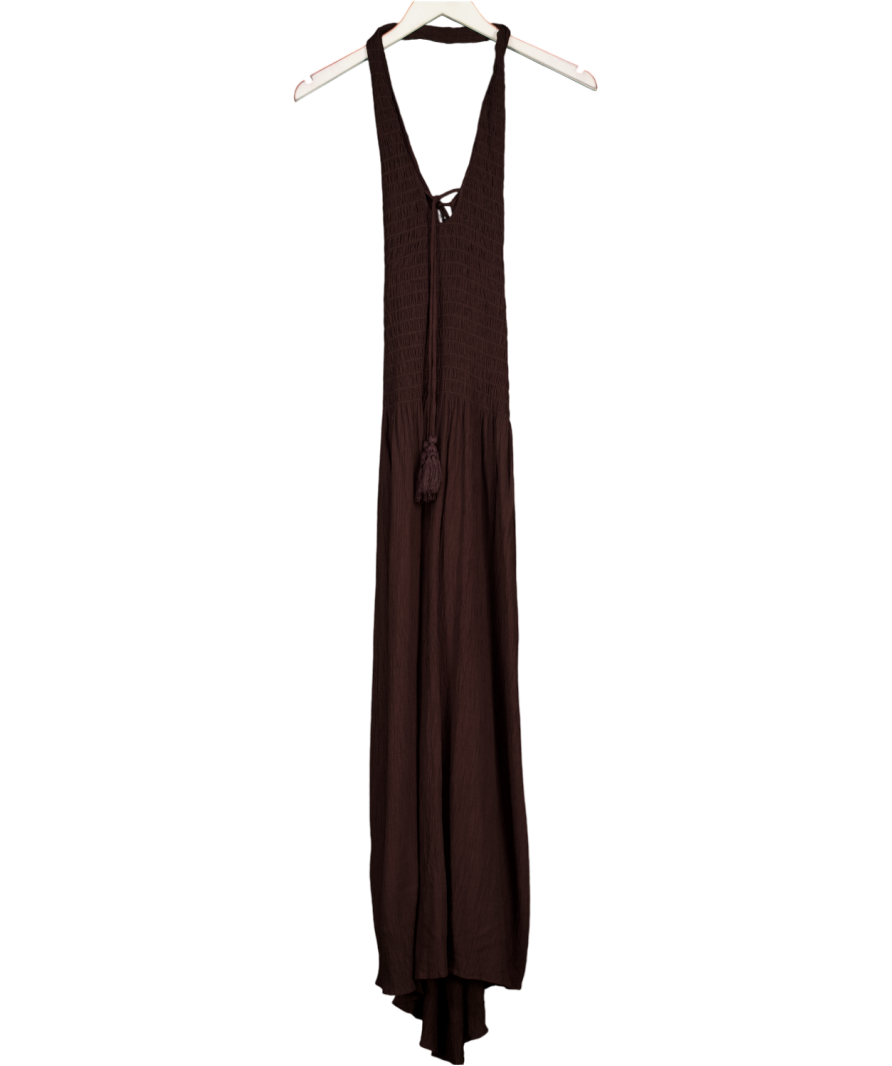 ZARA Brown Smocked Halter Dress UK XS