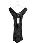 Oh Polly Maeve Off-shoulder Draped Mini Dress In Black Shine UK 6