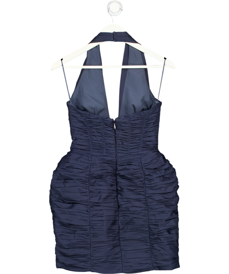 ASOS Structured Halter Mini Dress With Ruching In Navy Blue UK 8