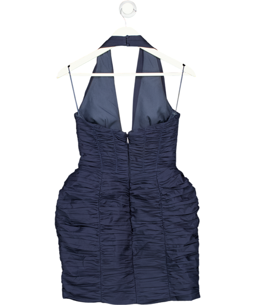 ASOS Structured Halter Mini Dress With Ruching In Navy Blue UK 8