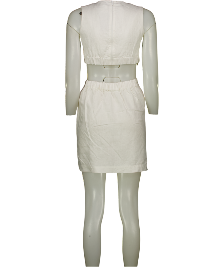 VENROY White 100% Linen Cut Out Mini Dress UK S