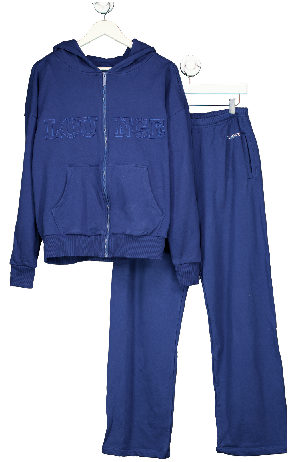 Lounge Underwear Blue Zip Up Hoodie And Wide Leg Joggers Tracksuit UK S/M