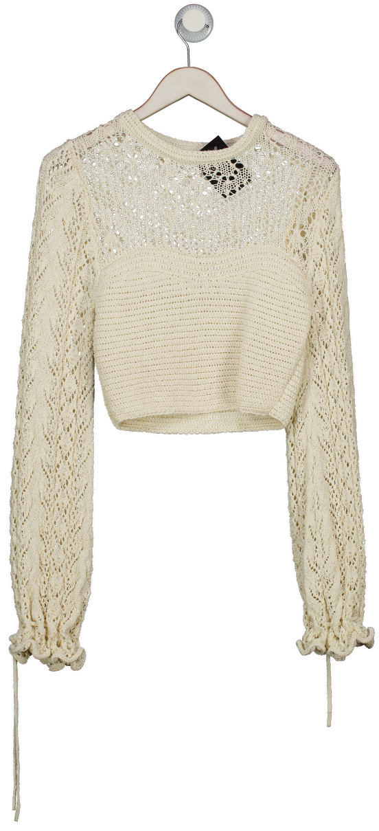 ZARA Cream Crochet Lace Knit Jumper UK M