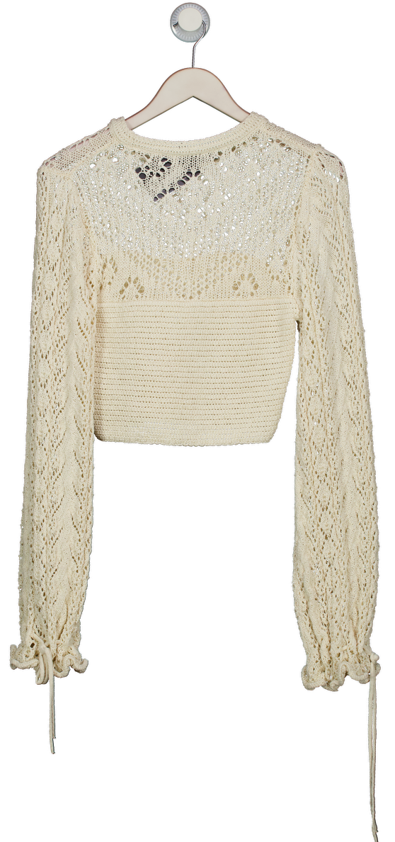 ZARA Cream Crochet Lace Knit Jumper UK M