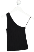 PRETTY LAVISH Black Ribbed Viscose Blend One Shoulder Top UK XS