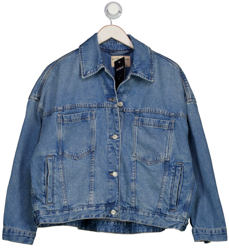 Free People Blue We The Free Oversize Opal Swing Denim Jacket UK S