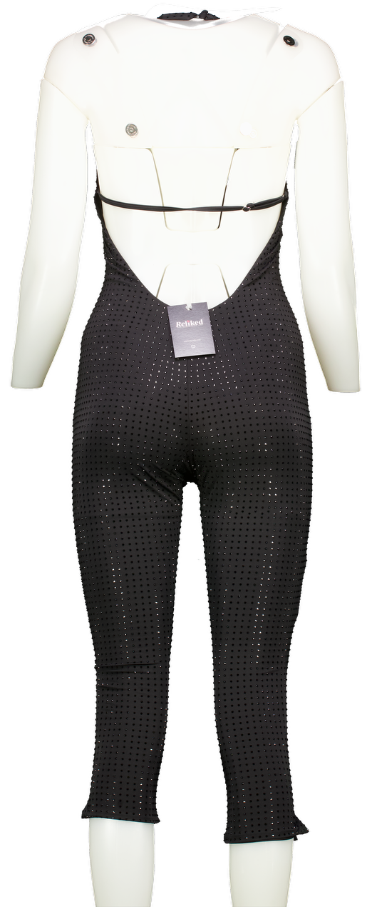 White Fox Black Retrograde Romance Embellished Jumpsuit UK S