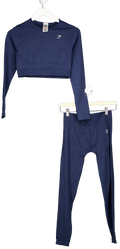 gymshark 2-piece Blue Everyday Seamless Long Sleeve Crop Top And Leggings UK M