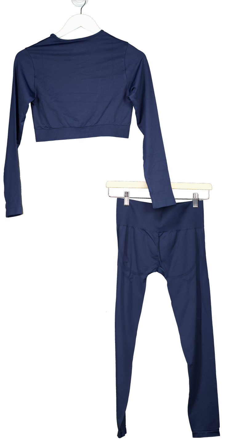 gymshark 2-piece Blue Everyday Seamless Long Sleeve Crop Top And Leggings UK M