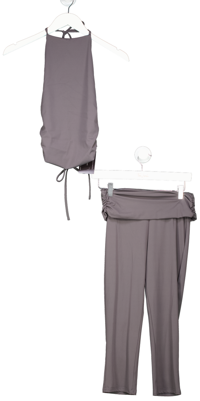 White Fox 2-piece Grey Progression Set With Foldover Flare Leggings UK XS