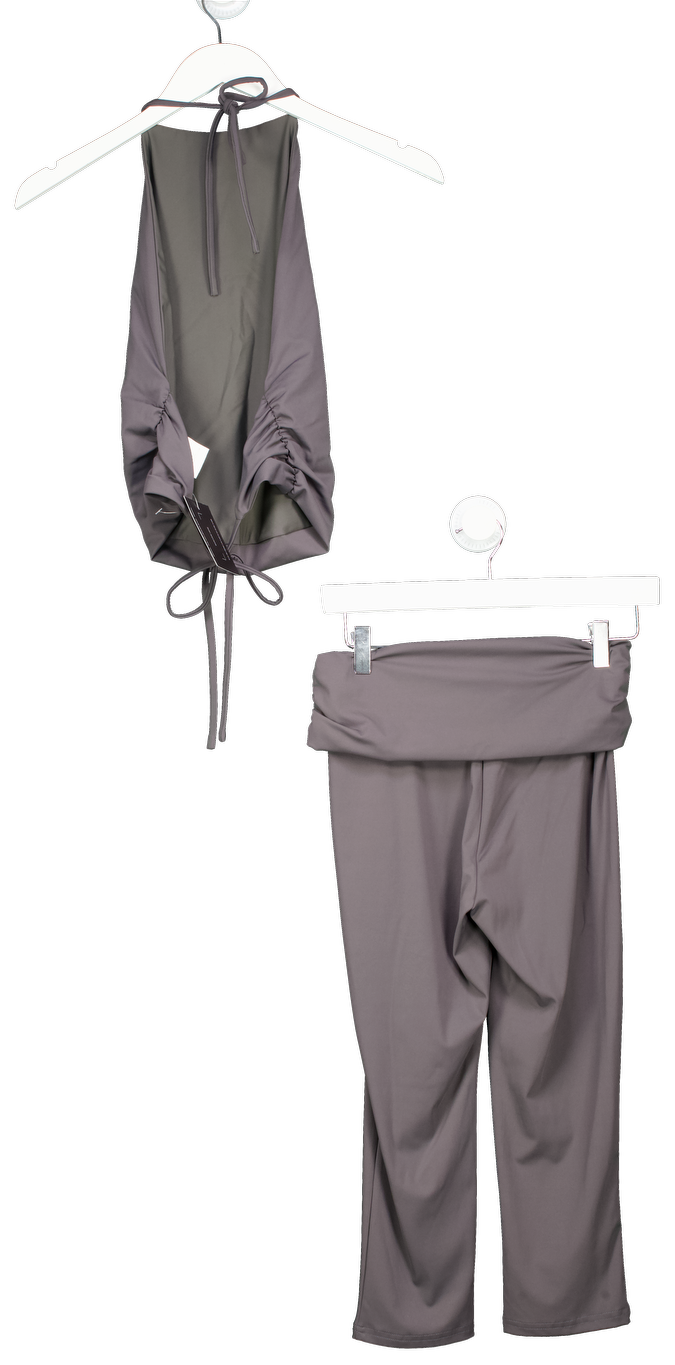 White Fox 2-piece Grey Progression Set With Foldover Flare Leggings UK XS