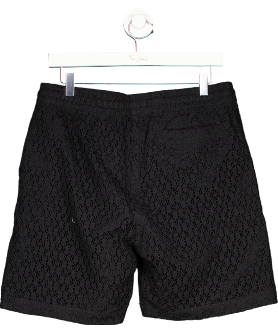 REISS Black Prez Crochet Shorts UK M