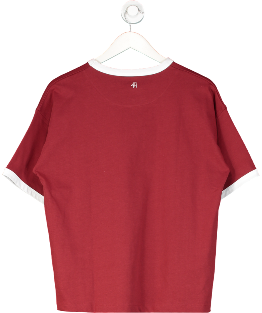 4th & Reckless Red Kayleigh Ringer T-shirt UK XS