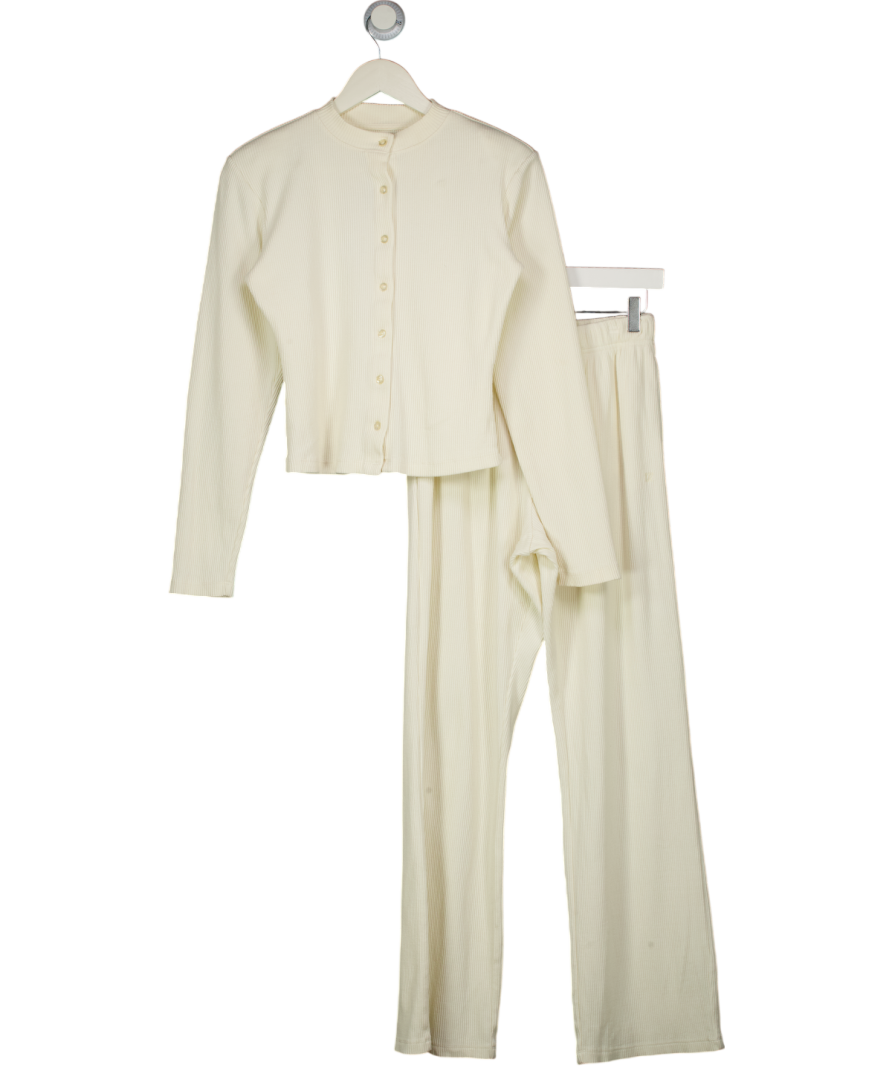 MAEBE 2-piece Cream Ribbed Away Day Set UK S