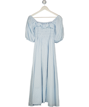 R Vivimos Blue Swiss Dot Summer Dress UK XS