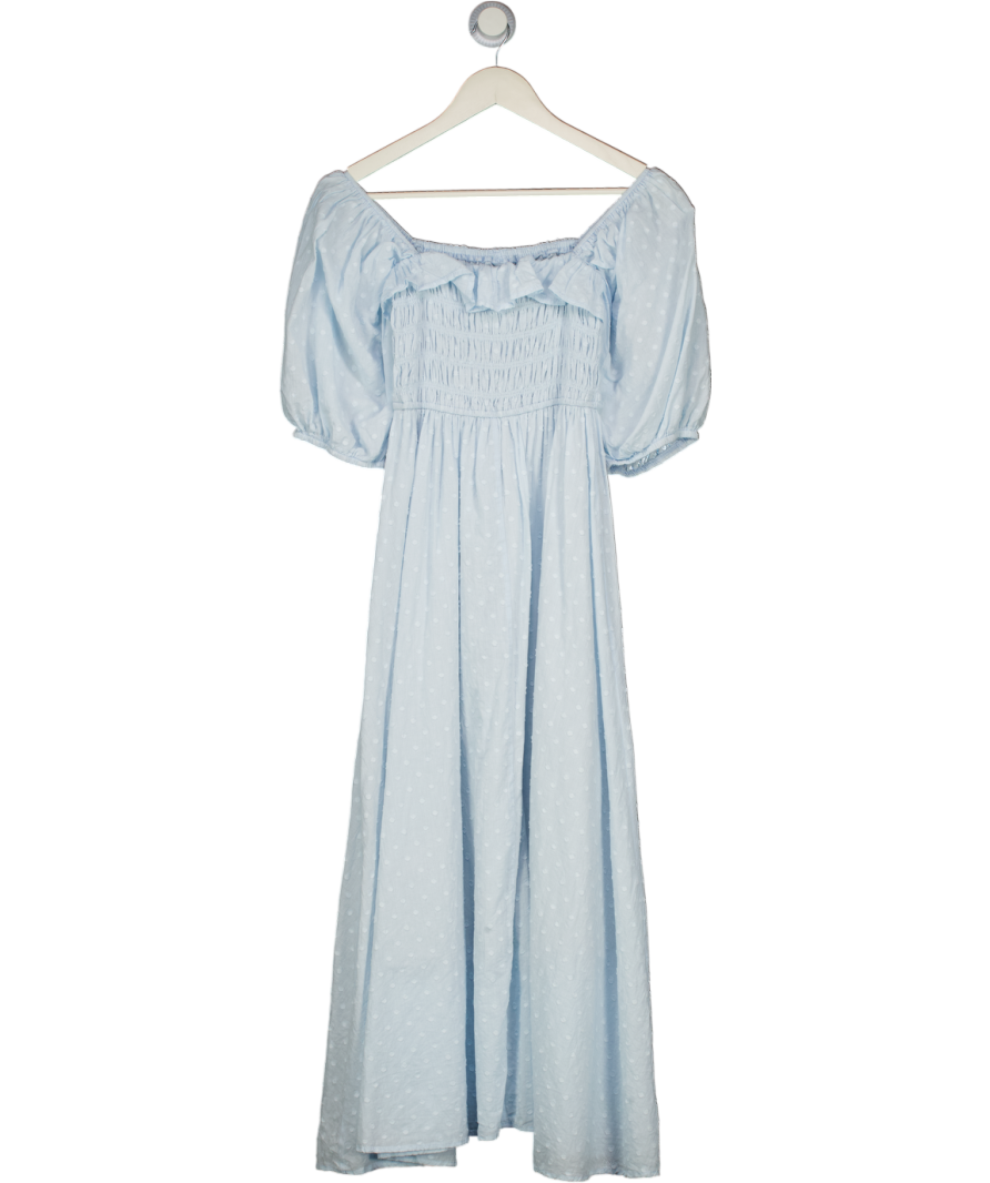R Vivimos Blue Swiss Dot Summer Dress UK XS
