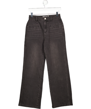 FABRIQUE Black Denim Lauren Straight Leg Jeans In Cotton Denim Size Xs/p UK XS