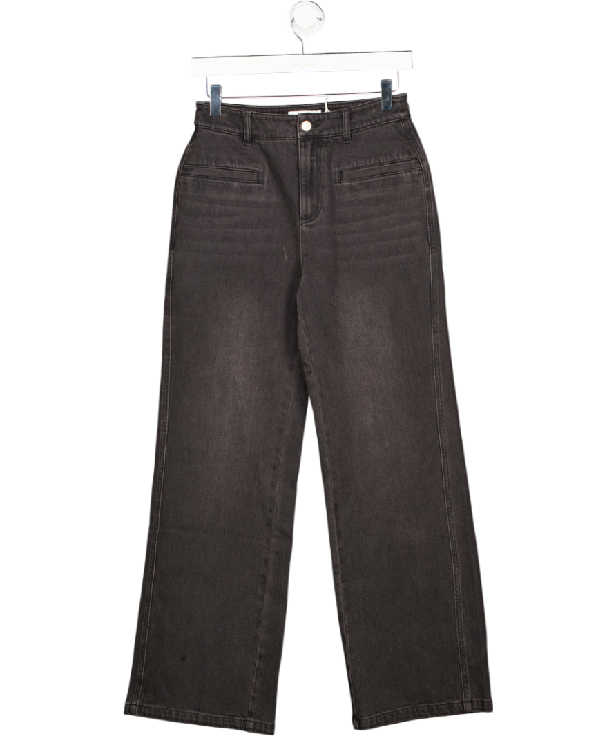 FABRIQUE Black Denim Lauren Straight Leg Jeans In Cotton Denim Size Xs/p UK XS