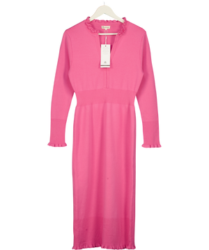 IRIS & WOOL 100% Merino Wool Little River Dress In Candy Pink UK S
