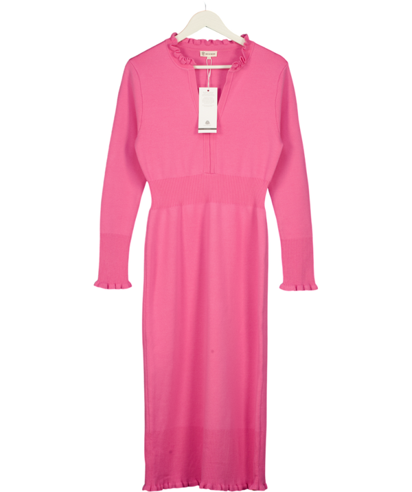 IRIS & WOOL 100% Merino Wool Little River Dress In Candy Pink UK S