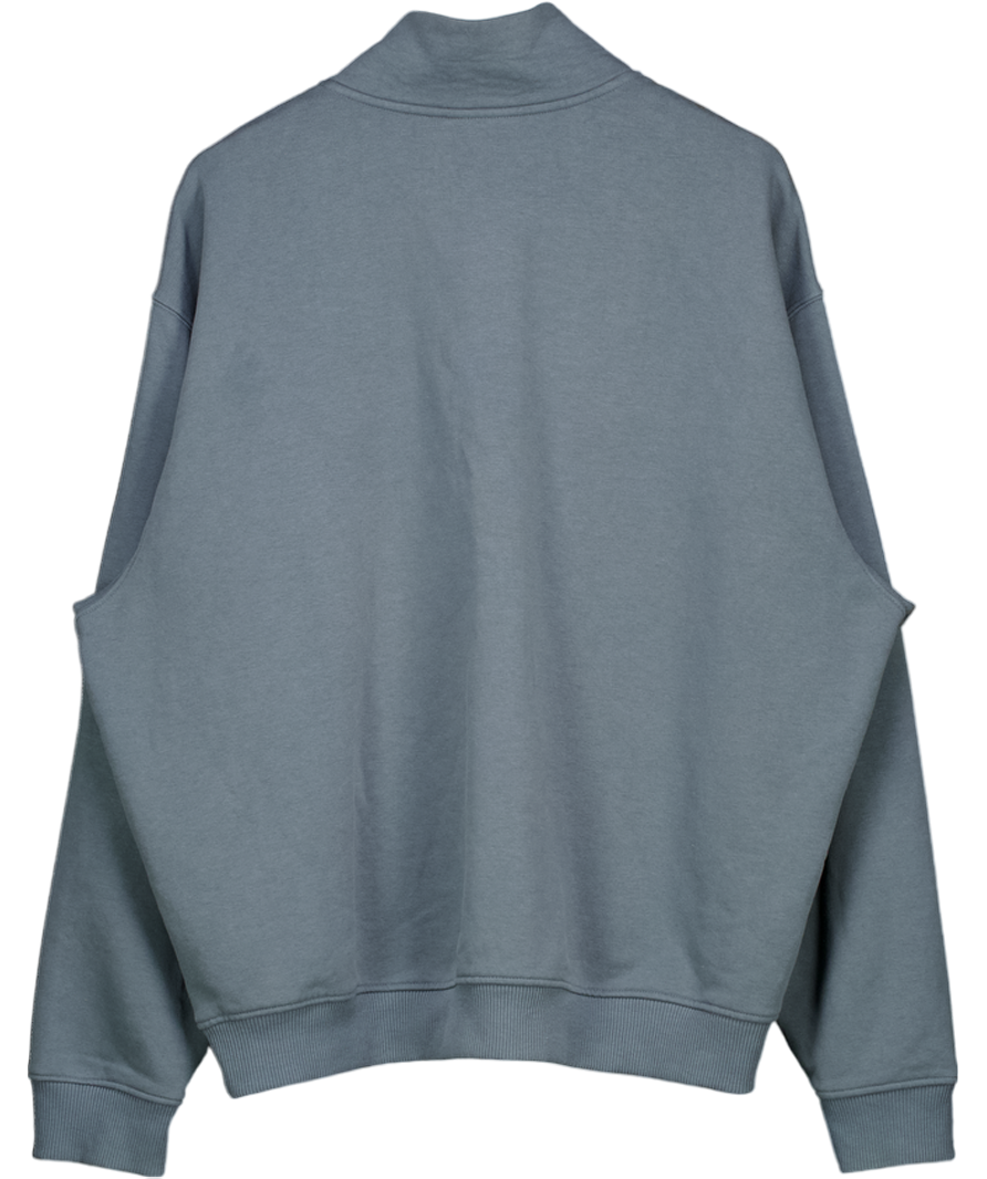 Weekday Blue Loose Half Zip Sweatshirt UK L