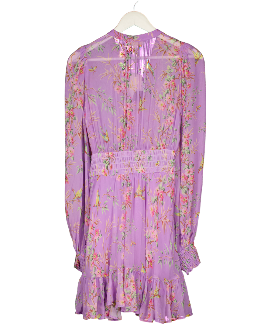 ByTIMO Purple Lilac Mini Long Sleeved Dress In Plum Garden UK S