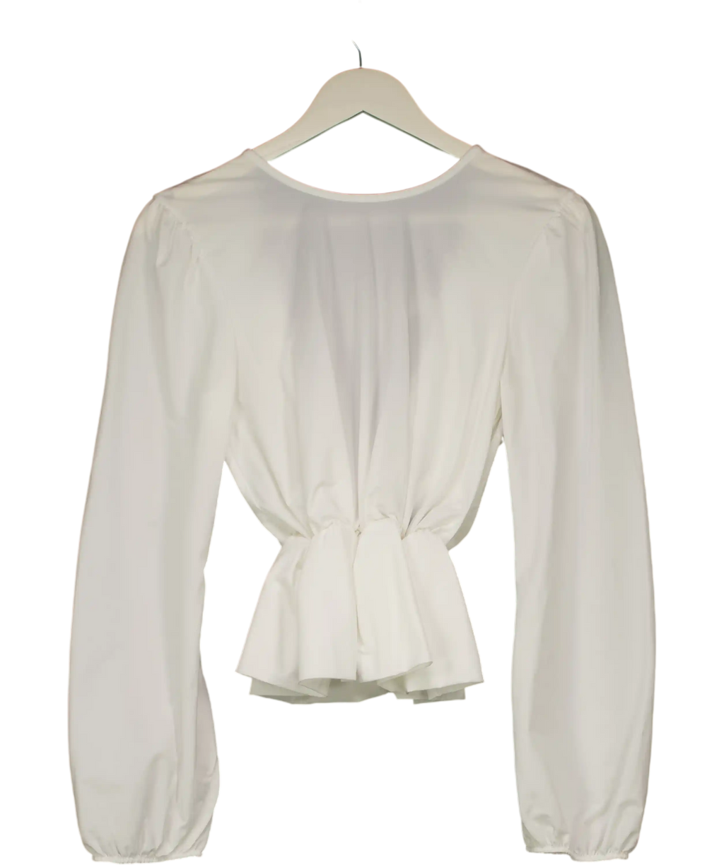 ZARA White Open Back Ruffle Peplum Top UK S