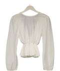 ZARA White Open Back Ruffle Peplum Top UK S