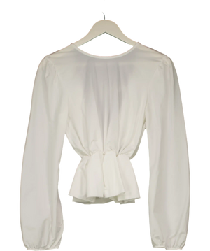 ZARA White Open Back Ruffle Peplum Top UK S