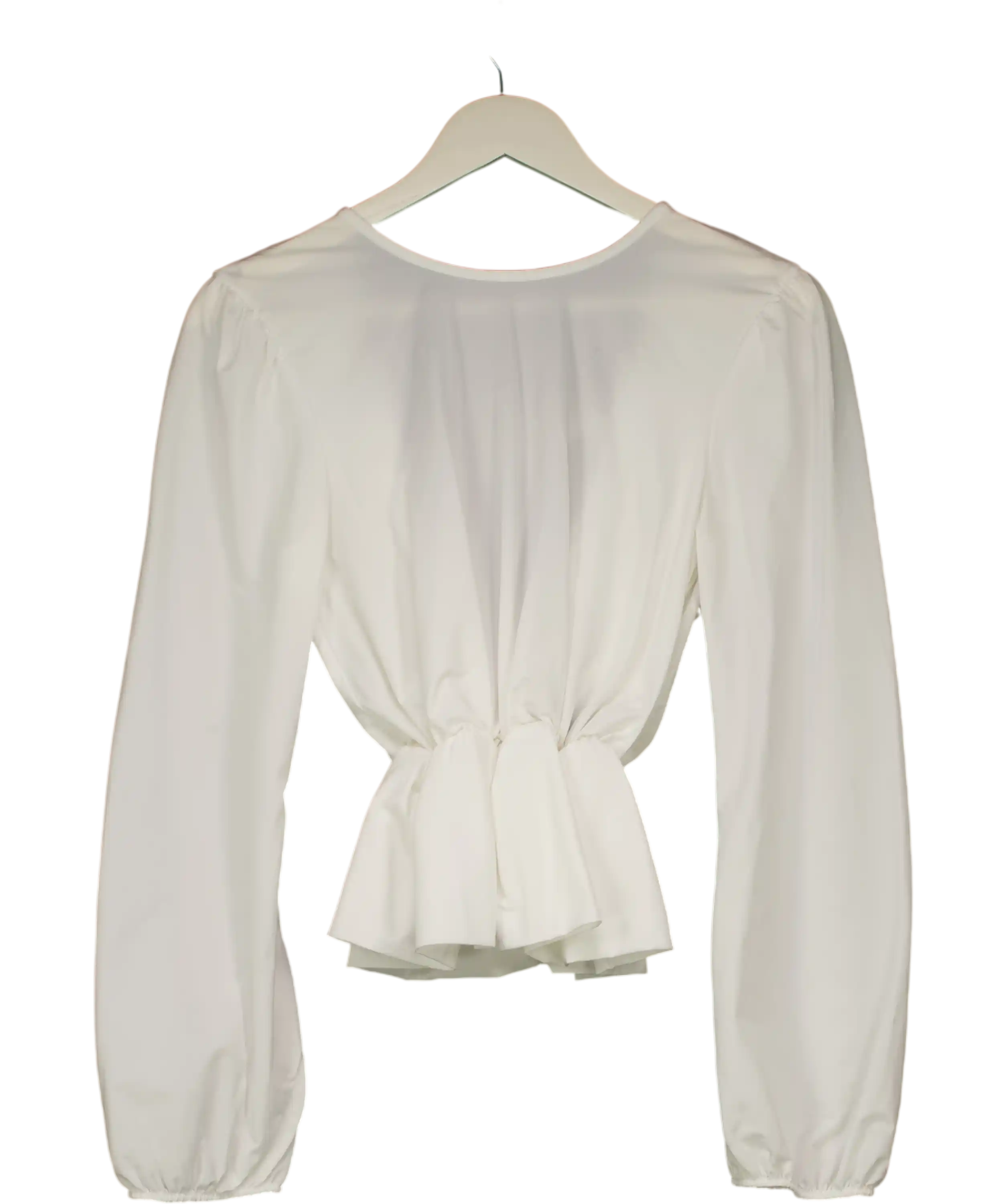 ZARA White Open Back Ruffle Peplum Top UK S