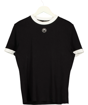 MARINE SERRE Black Moon Logo Bicolor Baby Fit T-shirt Organic Cotton UK XL
