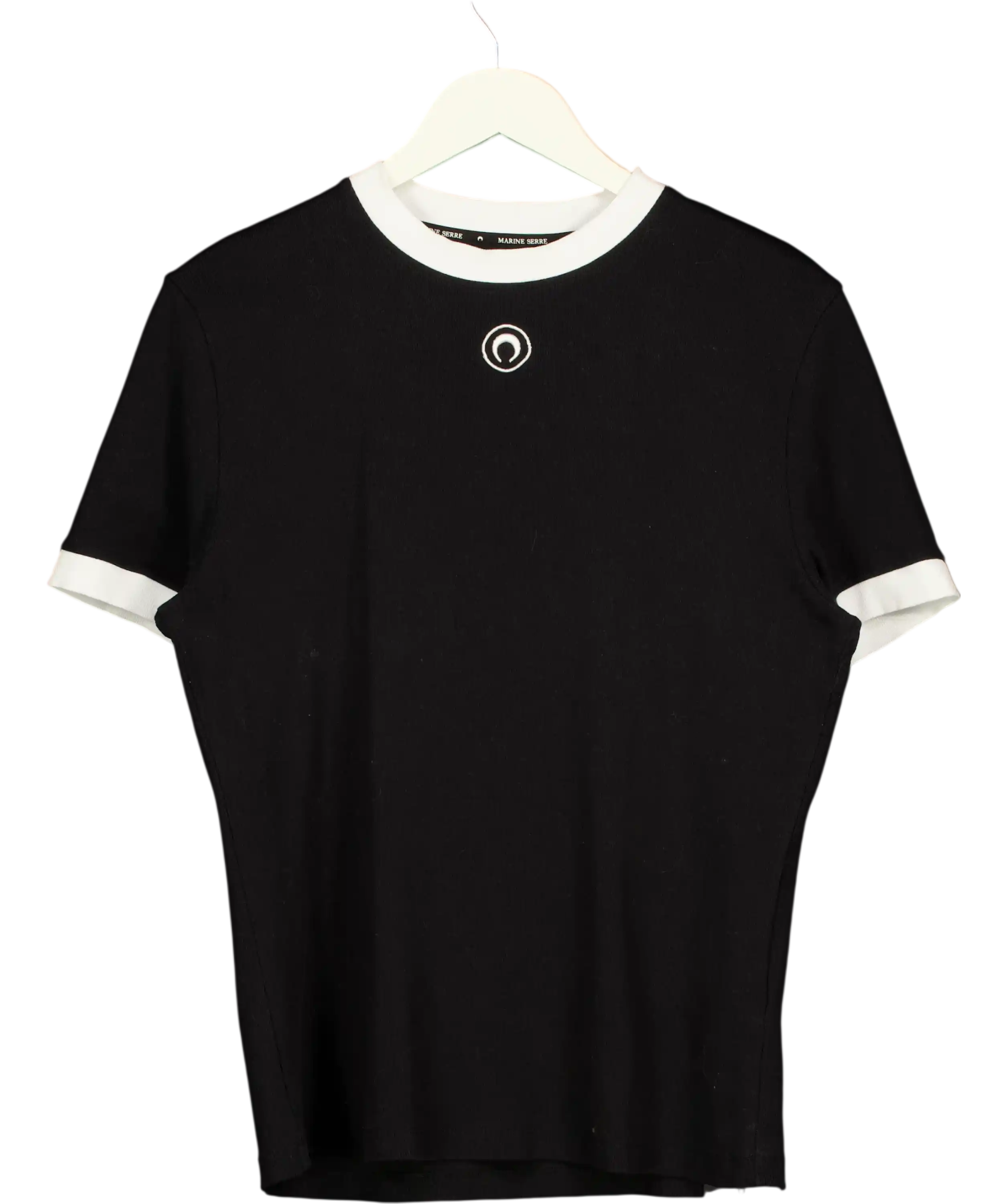 Marine Serre Black Moon Logo Bicolor Baby Fit T-shirt Organic Cotton UK XL