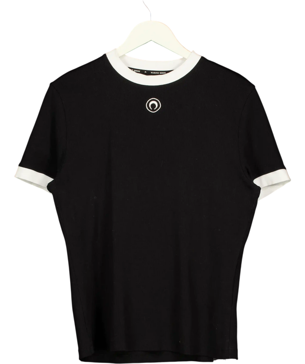 Marine Serre Black Moon Logo Bicolor Baby Fit T-shirt Organic Cotton UK XL