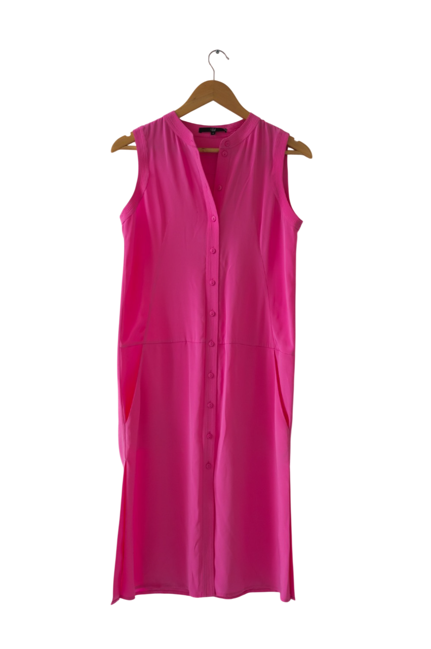 Tibi New York Pink Silk Button Front Shirt Dress UK 4