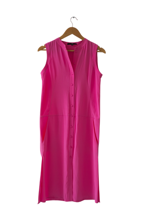 Tibi New York Pink Silk Button Front Shirt Dress UK 4