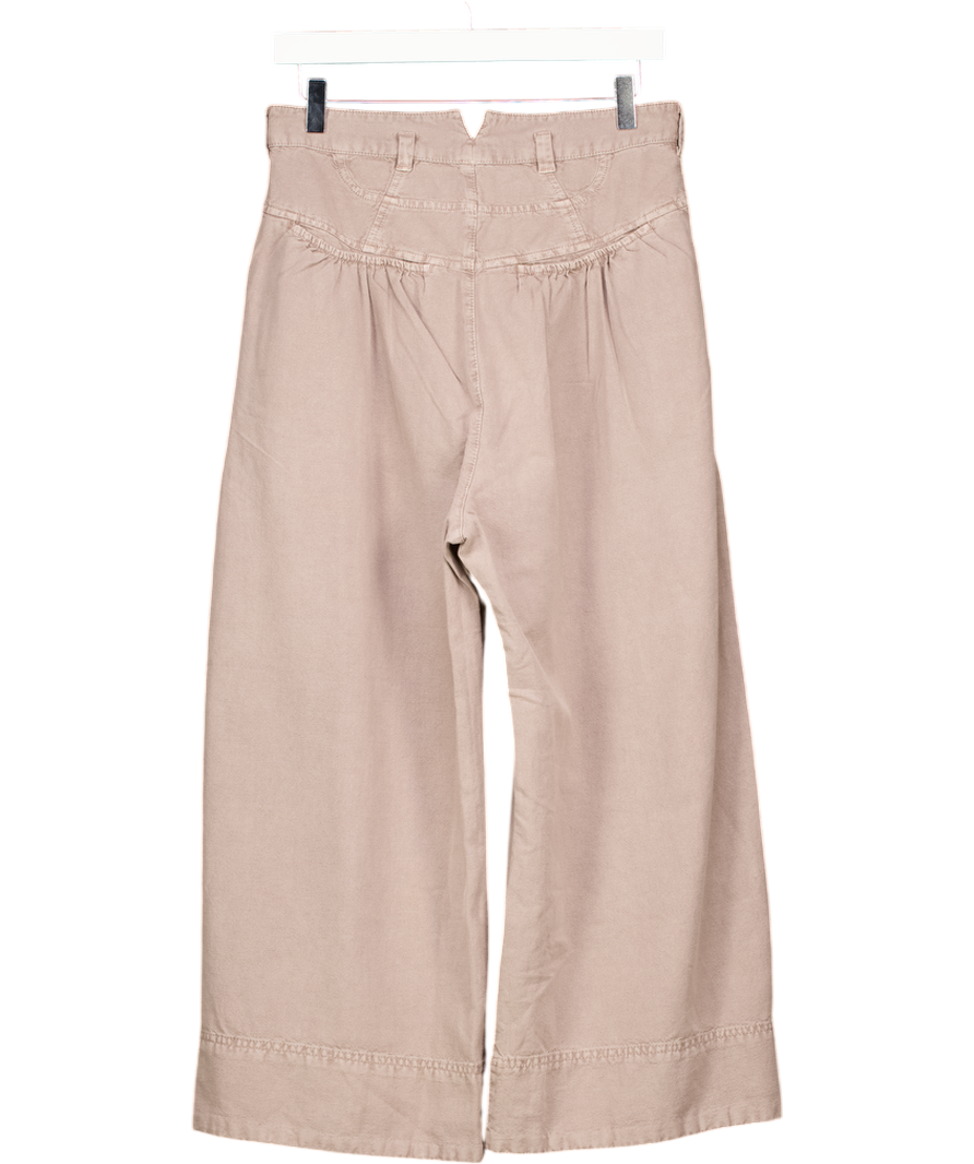 FREE PEOPLE Taupe Beige Sweet Talk Linen-blend Chino Trousers Us4 UK 8
