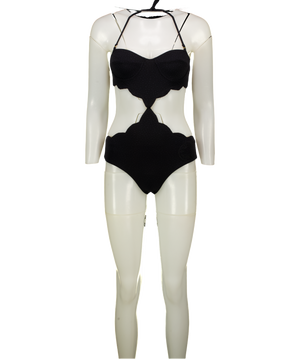 MARYSIA Black Cut Out Onepiece Swimsuit With Scallop Detail UK S