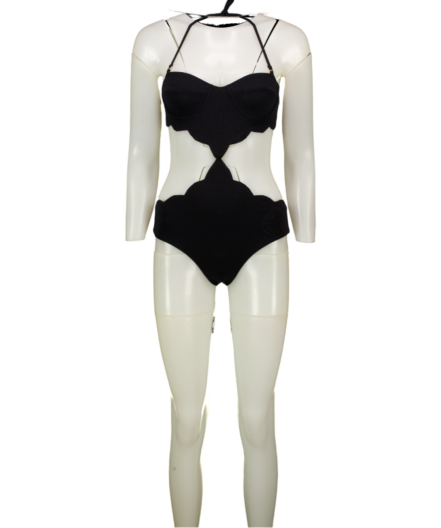 MARYSIA Black Cut Out Onepiece Swimsuit With Scallop Detail UK S