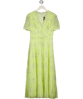 SELF PORTRAIT Yellow Lace-trimmed Pleated Floral Midi Dress UK 8