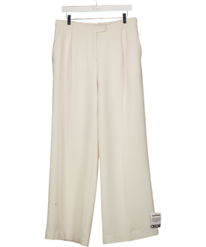 ASOS Cream Pleat Detail Wide Leg Crepe Trouser UK 10