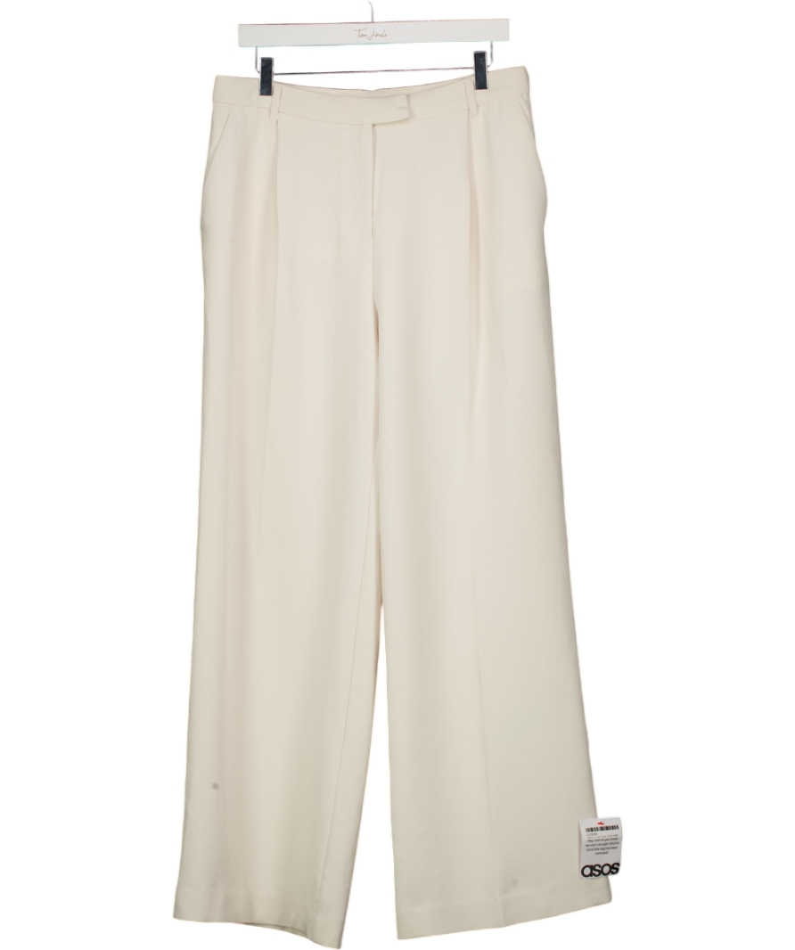 ASOS Cream Pleat Detail Wide Leg Crepe Trouser UK 10