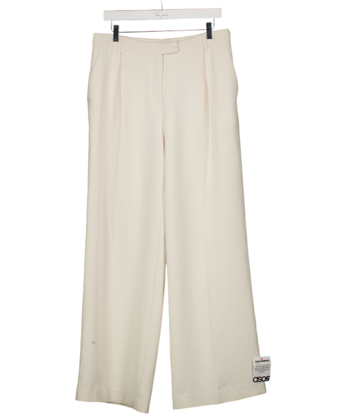 ASOS Cream Pleat Detail Wide Leg Crepe Trouser UK 10