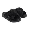 INUIKII Black Woven Slide Sandals With Soft Leather Footbed UK 5 EU 38 👠