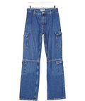 ZARA Blue Denim Straight Leg Cargo Jeans UK 6