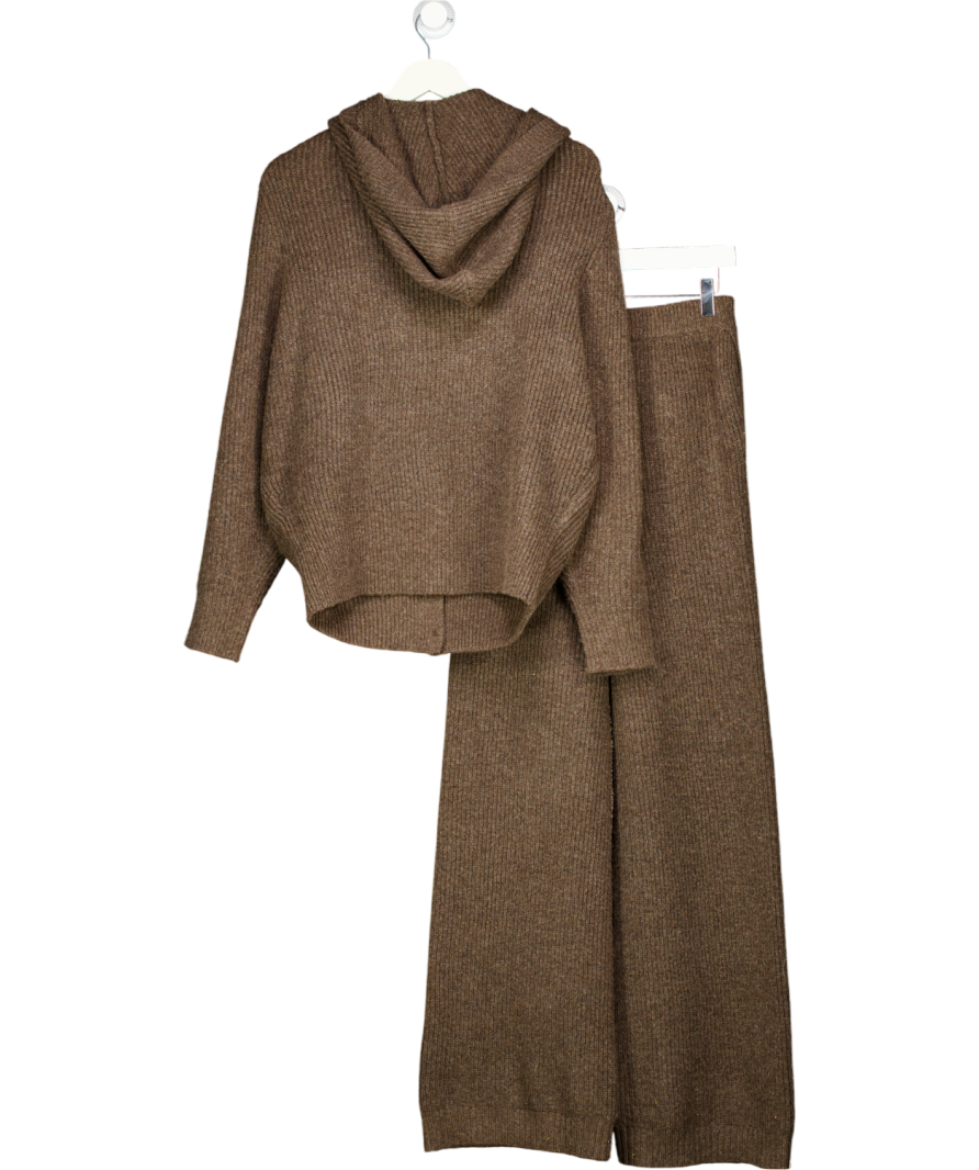 Noughts & Kisses Amina Brown Oversized Hooded Cardigan Set UK XS/S