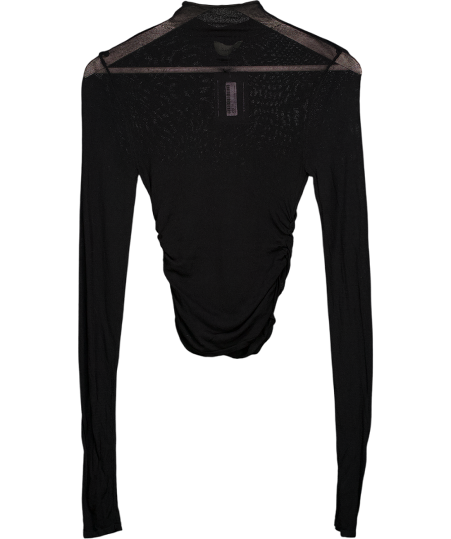 DISSH Black Sheer Knit Long Sleeve Top UK S