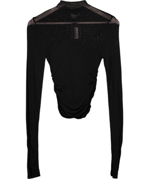 DISSH Black Sheer Knit Long Sleeve Top UK S