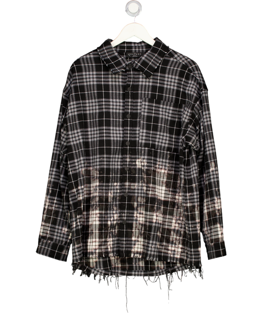 The Couture Club Black Chequered Long Sleeve Shirt UK M